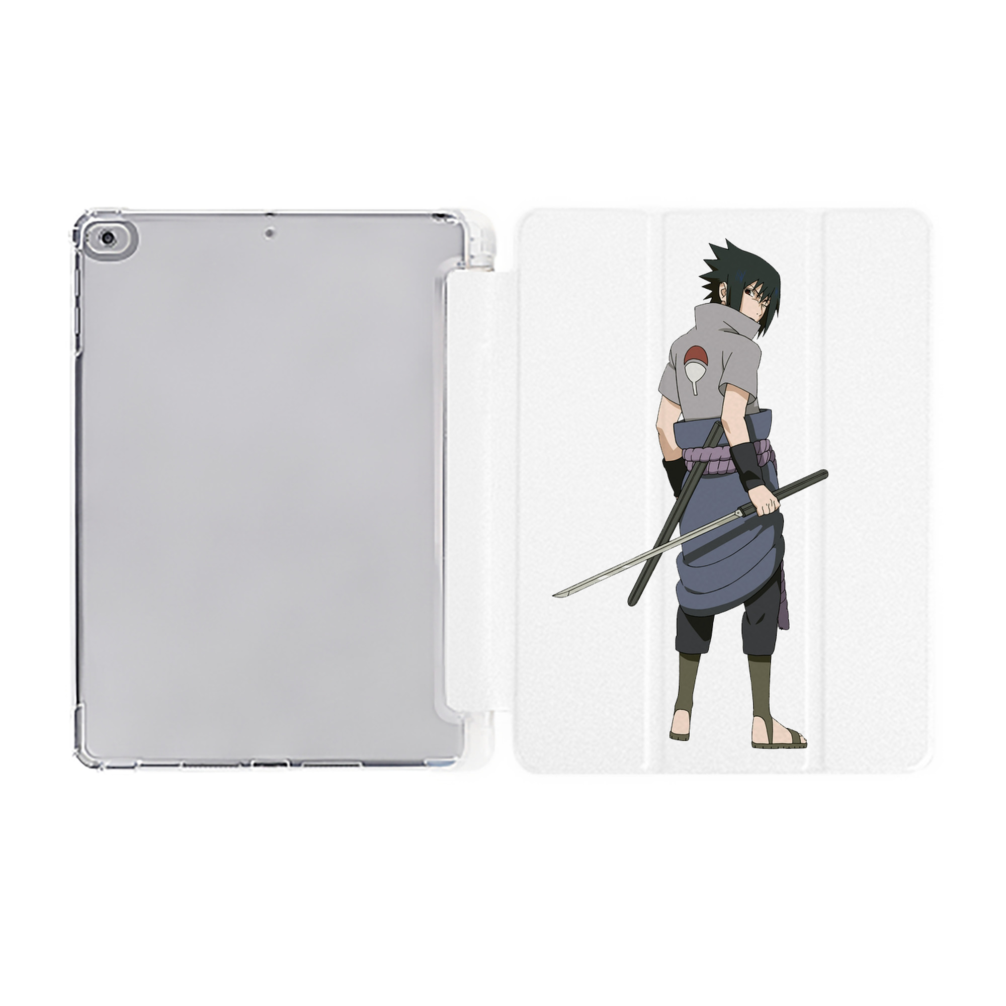 （画像用） NARUTO -ナルト- うちは サスケ Uchiha Sasuke IPad ケース ペン収納付き 三つ折りスタンド PUレザー×シリコン 対応機種9.5/10.5/10.9インチ